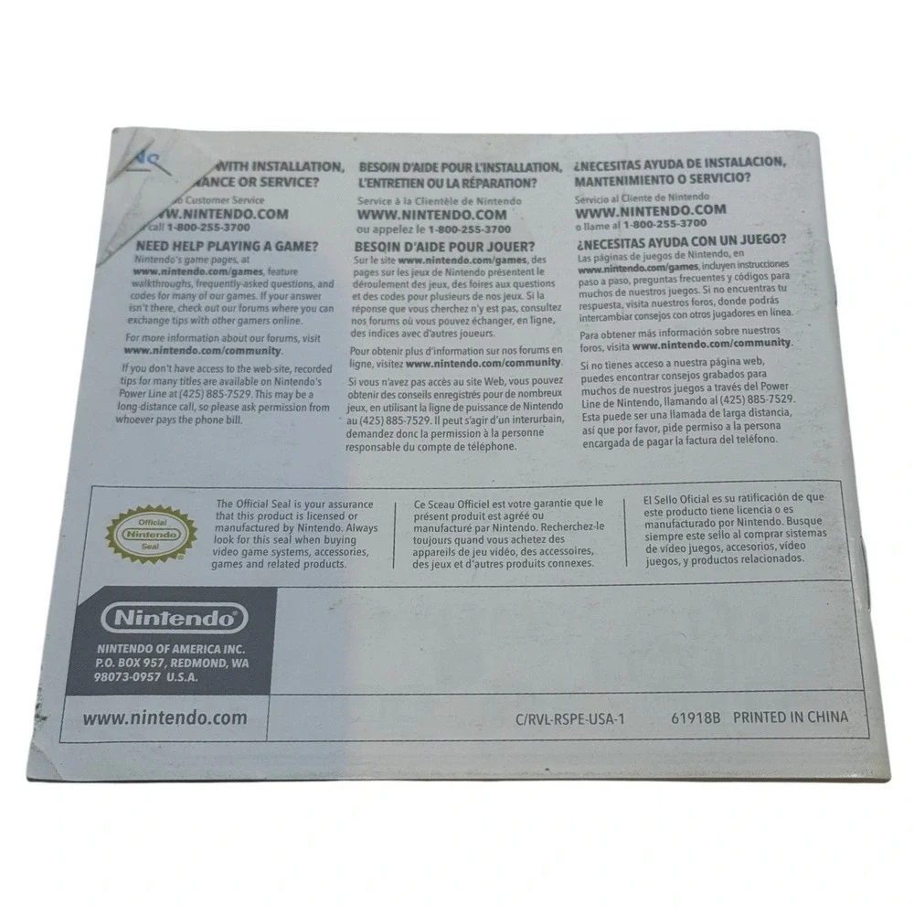 Wii Sports Nintendo Wii Instruction Booklet Manual C/RVL-RSPE-USA-1